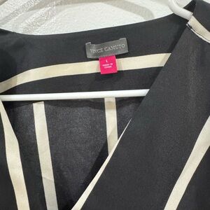 Vince Camuto Black and Cream Striped Women's Top